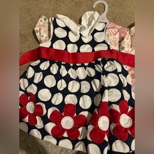 Rare Editions Navy and Red Floral Kids Dress